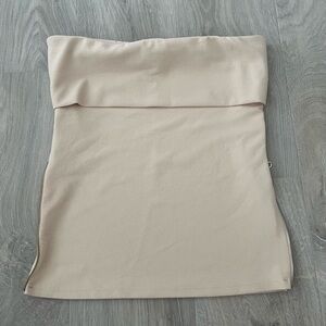 Cream Strapless Zippered Top